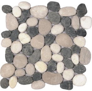 Mix WhiteBlackBeige Rectified Matte Pebble Interlocking - stone tile